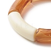 Chunky Curved Tube Beads Stretch Bracelet for Teen Girl Women BJEW-JB06991-02-5