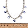 Alloy Enamel Blye Evil Eye Pendant Faceted Round Natural Labradorite Beaded 304 Stainless Steel Satellite Chain Double Layer Necklaces NJEW-JN06542-4