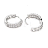 Brass Micro Pave Clear Cubic Zirconia Hoop Earrings EJEW-S234-04P-2