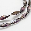 Faceted Half Plated Rice Electroplated Glass Beads Strands EGLA-F103-01C-2