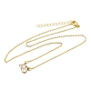 Brass Pave Cubic Zirconia Rectangle & Teardrop Pendant Cable Chain Necklaces KK-CBAB173-05G-12-4