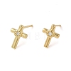 Rack Plating Brass Cross Stud Earrings EJEW-M235-02G-1