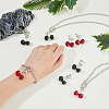 2 Set 2 Color Resin Cherry Pendant Necklace & Charm Bracelet & Dangle Stud Earrings SJEW-FI0001-18-3
