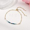 Adjustable Natural Kyanite & Apatite & Rhodonite & Non-magnetic Synthetic Hematite & Cultured Freshwater Pearl Beads Satellite Chains Slider Bracelets BJEW-JB14095-02-1