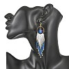 Star Glass Seed Beaded Dangle Tassel Earrings EJEW-MZ00777-3