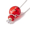 Glass Perfume Vial with Crown Pendant Necklace NJEW-H218-01B-5