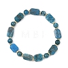 Natural Mixed Stone Rectangle and Round Beaded Stretch Bracelets BJEW-JB14493-3