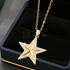 Brass Micro Pave Clear Cubic Zirconia Star Pendant Necklaces for Women FS-WG16544-01-3