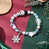 Christmas Theme Synthetic Moonstone and Alloy Snowflake
Charms Bracelets for Women BJEW-TA00560-1