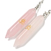 Bullet Natural Rose Quartz Pointed Dowsing Pendulums AJEW-B106-01AS-04-2