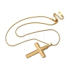 304 Stainless Steel Cross Pendant Snake Chain Necklaces NJEW-S442-06G-4