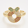 Brass Cubic Zirconia Pendants & Stud Earrings & Adjustable Rings Jewelry Sets SJEW-S043-15-2