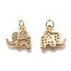 Brass Micro Pave Clear Cubic Zirconia Charms ZIRC-C020-35G-2