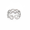 304 Stainless Steel Rhombus Hollow Open Cuff Ring for Women RJEW-S405-214P-2