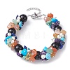 Natural Black Onyx Round & Mixed Stone Chips & Pearl Beaded Bracelet BJEW-JB09631-01-1