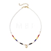 Valentine's Day 304 Stainless Steel Heart Pendant Glass Seed Beaded Necklaces for Women NJEW-MZ00146-3