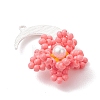 Glass Seed Beaded Moon & Flower Pendants PALLOY-MZ01185-03-3