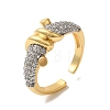 Rack Plating Brass Micro Pave Cubic Zirconia Open Cuff Rings RJEW-H218-04GP-1