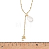 Summer Natural Baroque Keshi Pearl & 304 Stainless Steel Sea Animal Pendant Satellite Chain Y Lariat Necklaces NJEW-JN06049-02-4