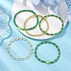 5Pcs 5 Styles Heart Acrylic & Glass Seed Beaded Stretch Bracelet Sets BJEW-JB10473-04-3