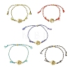 Ocean 304 Stainless Steel Link Adjustable Braided Polycotton Metallic Cord Slider Bracelets BJEW-JB14245-02-3
