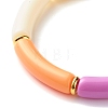 Candy Color Acrylic Curved Tube Beads Stretch Bracelet for Girl Women BJEW-JB07296-5