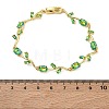 Brass Glass Flower Link Chain Bracelets KK-CBA7DFA-01G-A-7
