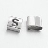 Tarnish Resistant Letter Style 201 Stainless Steel Square Slide Charms STAS-L132-10-1