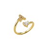 Brass Micro Pave Clear Cubic Zirconia Cuff Open Rings FS-WGF859A-01-4