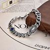 Lion Pattern Brass Pave Cubic Zirconia Cuban Link Chains Bracelets FS-WGF670F-01-1