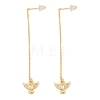 Bird Brass Micro Pave Clear Cubic Zirconia Ear Thread EJEW-H182-11G-4