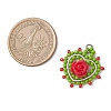 Glass Seed Beaded Heart with Rose Pendants PALLOY-MZ01030-05-2