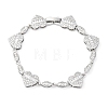 Heart & Horse Eye Brass Micro Pave Clear Cubic Zirconia Link Bracelets for Women BJEW-G740-03P-4