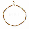 Gemstone & Natural Pearl & Glass Beaded Necklace with 304 Stainless Steel Clasp for Women NJEW-F302-06-2