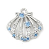 Brass Pave Light Sky Blue and Clear Cubic Zirconia Sea Animal Connector Charms X-KK-M326-07A-P-1