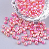 Rainbow ABS Plastic Imitation Pearl Beads OACR-Q174-4mm-04-1