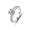 Rhodium Plated 925 Sterling Silver Micro Pave Cubic Zirconia Finger Rings for Women WGD6E9D-10-4