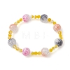 Round Dyed Natural Agate & Acrylic Beaded Stretch Bracelets for Women BJEW-JB10714-1