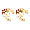 Brass Micro Pave Clear Cubic Zirconia Cuff Earrings EJEW-C186-07G-4