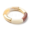 Chunky Curved Tube Beads Stretch Bracelet for Teen Girl Women BJEW-JB06991-01-1