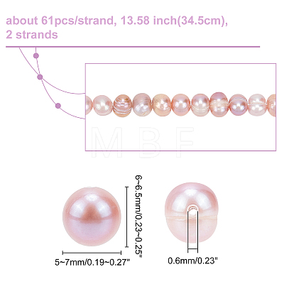  2 Strands Natural Cultured Freshwater Pearl Beads Strands PEAR-NB0001-32-1