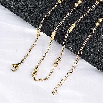 304 Stainless Steel Bone Cable Chain Necklaces NJEW-C073-08G-1