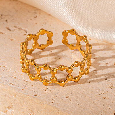 201 Stainless Steel Hexagon Link Chain Cuff Rings FS-WG16057-35-1