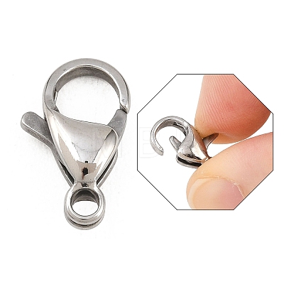 Tarnish Resistant 304 Stainless Steel Lobster Claw Clasps STAS-AB16-1