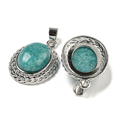 Natural Amazonite Oval Pendants G-B079-02P-04-1