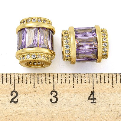 Rack Plating Brass Micro Pave Cubic Zirconia European Beads KK-F089-31G-04-1