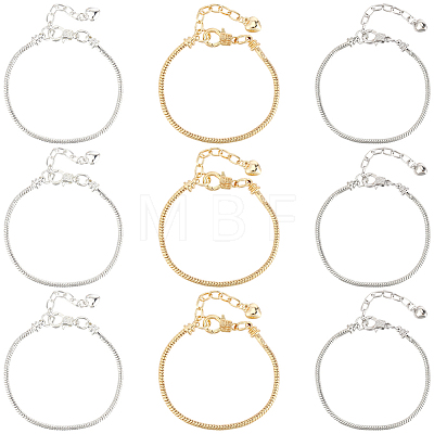 24Pcs 3 Colors Brass European Style Bracelet Making MAK-PA0001-01-1