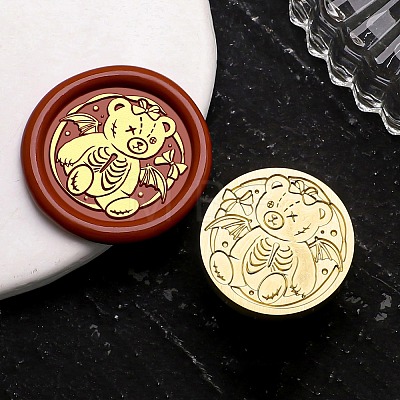 Golden Tone Wax Seal Brass Stamp Heads AJEW-U008-01G-01-1