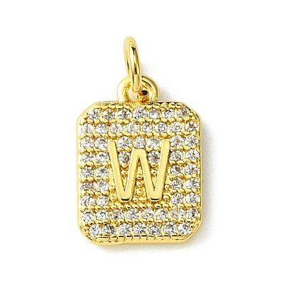 Rack Plating Brass Micro Pave Clear Cubic Zirconia Charms KK-G501-01W-G-1