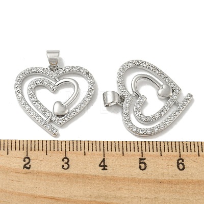 Rack Plating Brass Micro Pave Cubic Zirconia Pendants KK-F869-05P-1